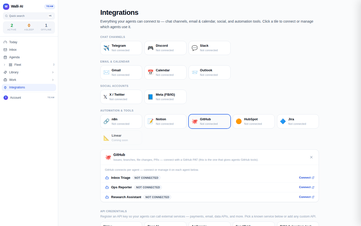 The GitHub tile on the Integrations hub under Automation and tools