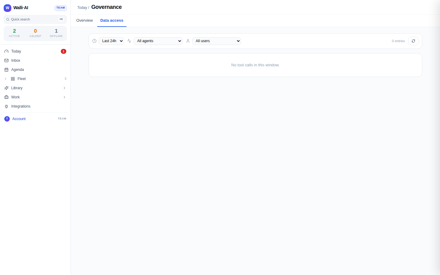 The Data access audit timeline with filters