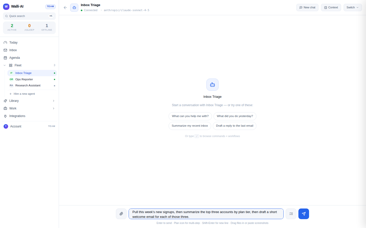 The chat composer showing the Plan it control next to Send