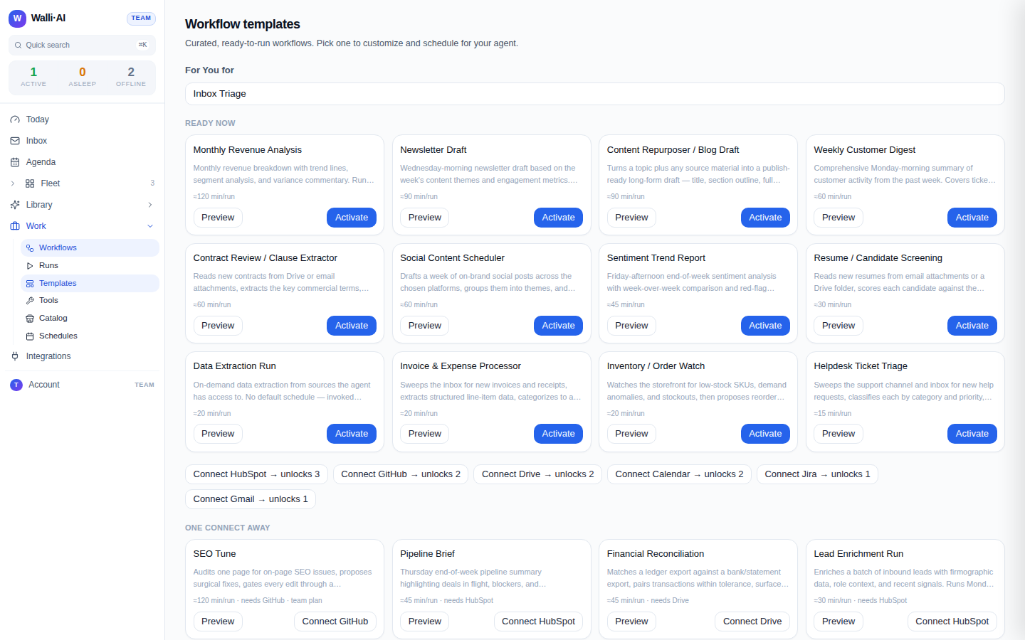 The template gallery: For You recommendations above, the searchable Browse all grid below